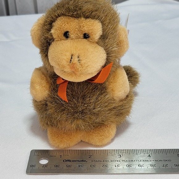 Russ Berrie Mookie Monkey Plush 5" Stuffed Animal Toy Fuzzy Chimp Palm Pet w Bow - Picture 8 of 8